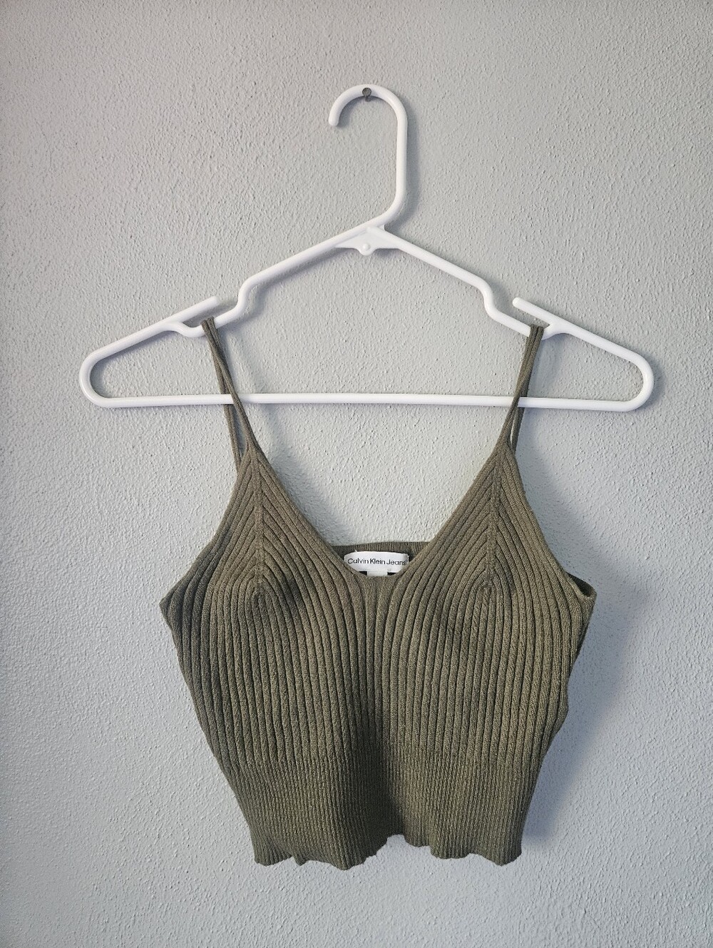 Calvin Klein Jeans Olive Ribbed Knit Cami
